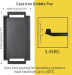 COVERCOOK Griddle Pan, Cast Iron Grill Hot Plate, Rectangular Grill with Flat Surface for Electric Stove Top and Induction Cooktop,16.7 x 9.1in