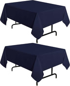 sancua 2 Pack Navy Tablecloth 54 x 54 Inch, Stain and Wrinkle Resistant Square Table Cloth - Washable Polyester Table Cover for Dining Tables, Buffet Parties and Camping