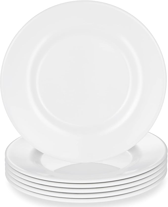Melamine Dinner Plates Melamine Salad Plates 8 inch Round White Plates Set of 6,PYW-8-06