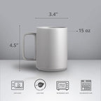 E-liu Porcelain Tea Mugs Coffee Mug Set, Large 15 Ounces Cups for Coffee, Tea, Cocoa, and Mulled Drinks, Set of 6, BlacK White Grey