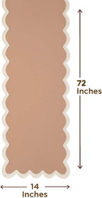 Folkulture Table Runners | Fall Table Runner 72 inches Long | Scallop Table Runner for Fall Decor or Boho Decor | Brown Table Runners for Dining Room | Thanksgiving Decorations for Home