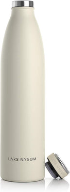 LARS NYSØM Stainless Steel Insulated Water Bottle 12oz 17oz 25oz 34oz 51oz | Insulated Thermo Flask for Hot and Cold Beverages | Leakproof Drinking Bottle (Almond Beige, 33.9oz)