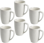 homEdge Porcelain Mug Set, 16 Ounces Cup for Tea, Latte, Mocha, Hot Chocolate, Set of 6, White