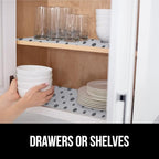 GORILLA GRIP Slip Resistant Drawer and Shelf Liner 2 Pack, Non Adhesive Water Resistant, Easy Clean and Trim, Smooth Surface Liners for Kitchen Cabinet, Shelves, Drawers, Pantry, 12 in x 20 FT, Gray