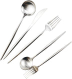 Gugrida 20-Piece 18/10 Stainless Steel Flatware Silverware, Luxury Dinnerware Set Travel Cutlery Tableware Include Knife Fork Spoon Service for 4,Healthy & Eco-Friendly Dishwasher Safe (Silver Matte)