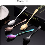 Wesdxc56 Demitasse Espresso Spoons, Mini Coffee Spoon, 4 Inches Stainless Steel Small Spoons for Dessert, Set of 6（black)
