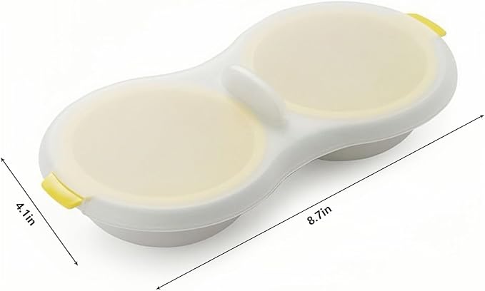 Microwave Egg Poacher,2 Cavity Eggs Poacher, Microwave egg cooker with Lid,Double Layer Microwave Boiled Eggs Maker for Egg McMuffin Hamburg Breakfast Sandwiches,Easy to cook and clean (yellow)