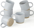 famiware Coffee Mugs for 6, 12 oz Mug Set, Dringking Cup with Handle for Coffee, Tea, Cocoa, Milk, Milkyway serise, Ligth Gray