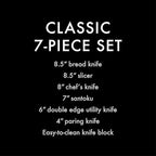 Schmidt Brothers - Bonded Ash 7-Piece Kitchen Knife Set, High-Carbon German Stainless Steel Cutlery, Ash Finish Wood Handles and Clear Acrylic Magnetic Knife Block