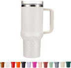 Silicone Boot for Stanley, Clear Protector Sleeve Accessories for 40oz Tumbler (White)