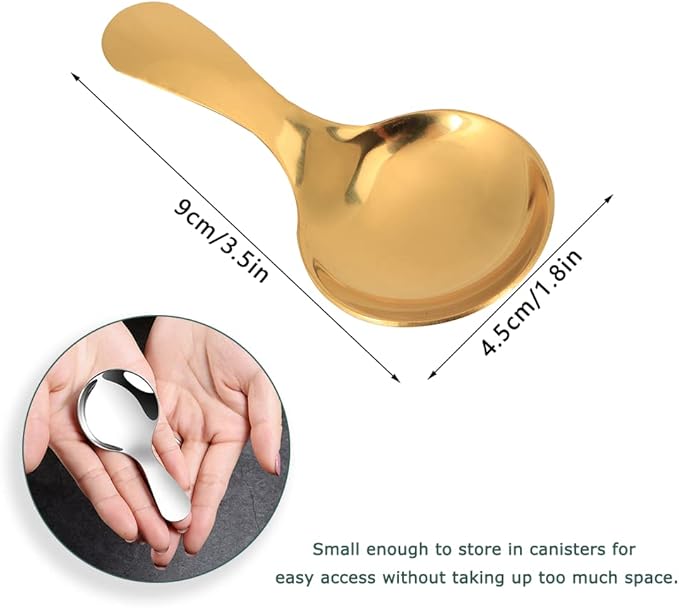 Watris Veiyi 5PCS Short Handle Spoons, Small Scoops for Canisters, Mini Gold Spoons, Spice Jars Spoon for Salt Sugar Condiments Coffee Tea Dessert