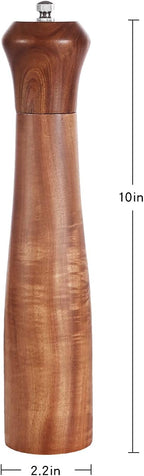 KKC HOME ACCENTS Wooden Salt and Pepper Shakers,Wooden Salt and Pepper Grinder Mill Set Refillable,Acacia Wood, 10 Inch