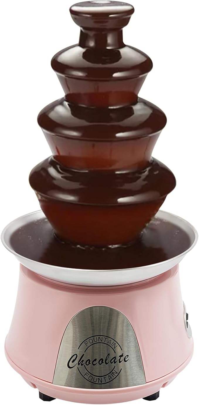 Chocolate Fountain Machine - 4 Tier Electric Chocolate Fondue Fountain Machine for Parties - Melts Cheese, Queso, Candy, and Liqueur - Dip Strawberries, Apple Wedges, Vegetables, and More