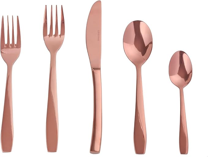 Rosegold 30 Piece Silverware Set,Stainless Steel Flatware Set for 6,18/0 Rust-Proof Cutlery Set with Forks & Spoons,Mirror Polished Dishwasher Safe - Heavy Duty Tableware for Home & Dining