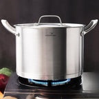 HOMI CHEF HEAVY ECOLOGICAL NICKEL FREE Stainless Steel Stock Pot 8QT with Lid (No Toxic Non Stick Coating, 5.1LBS) - Induction Pot 8 Quart Matte Polished Cooking Pot
