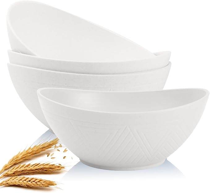 Homienly 9.6 inch Serving Bowls, Large Serving Dishes for Wedding Parties, 60 Oz for Salad, Side Dishes, Pasta, Oval Shape, Microwave & Dishwasher Safe, Set of 4, White