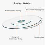 20" Glass Lazy Susan Turntable for Dining Table Large Tabletop Centerpiece Kitchen Rotating Tray Clear Serving Plate Round