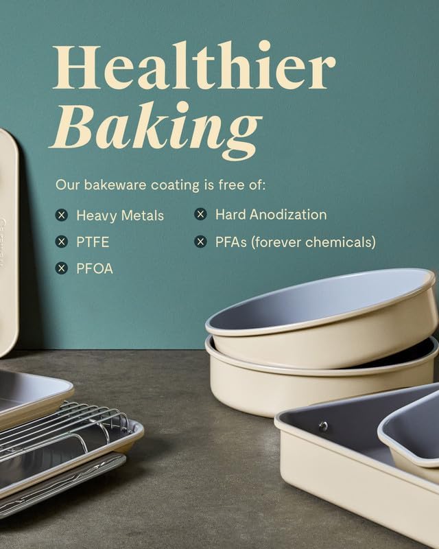 Caraway Non-Stick Ceramic 9”x13” Rectangle Pan - Naturally Slick Ceramic Coating - Non-Toxic, PTFE & PFOA Free - Perfect for Brownies, Lasagnas, and More - Black