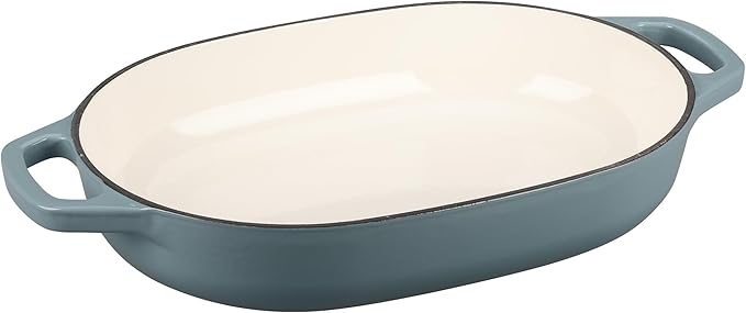 Enameled Cast Iron Dutch Oven Pot with Lid, Oval Dutch Oven for Bread Baking, Bread Oven for Homemade Sourdough Bread Baking, 7qt, Seasalt
