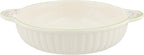 Banko Ware 14085 Oven-safe, Round Au Gratin Dish, Small Flower Green Line, Diameter Approx. 8.1 inches (20.5 cm), Microwave Safe, Made in Japan