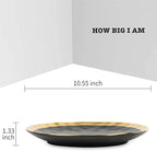 vicrays Ceramic Dinner Plates Set, 10 Inch, Set of 6, Round, Dishwasher Safe, NOT Microwave Safe, Suitable for Steak, Pasta, Home, Party, Restaurant（Black with Golden）