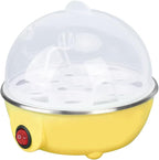 Chicken Egg Cooker Make Up to 7 Large Boiled Eggs Anti Dry Burning Automatic Power Off Egg Poacher with Heating Plate for Hard, Soft & Poached Eggs(Yellow)