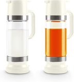 Aelga Coffee Syrup Dispenser, Honey Dispenser, 12 OZ Glass Syrup Bottles with Handle, No Drip Pouring, Coffee Bar Accessories for Coffee and Tea, White 2 Pack