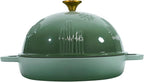 Bread Oven Cast Iron Bread Dutch Oven with Cloche Lid for Bread Baking Green Enameled Cast Iron Bread Oven with Dome Lid for Sourdough, 9.8 Inches