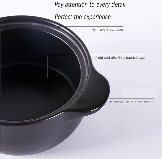 Ceramic Casserole Dish, Clay Pot, Ceramic Casserole Dish with Lid Clay Pot Round Ceramic Cookware, Dutch Oven Ceramic Pot Clay Pot For Cooking - Durable, Multi-purpose,Easy To Clean, Non-stick