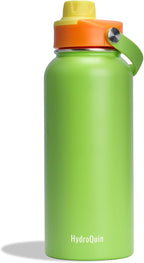 32oz Water Bottle with Comfort Grip Handle, Gym Water Bottle, Insulated Steel Water Bottle with Wide Mouth, No Straw