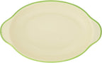 Banko Ware 12476 Oven-safe, Color Line, Oval Au Gratin Plate, Green Line, Tableware, Pottery, Microwavable, Made in Japan