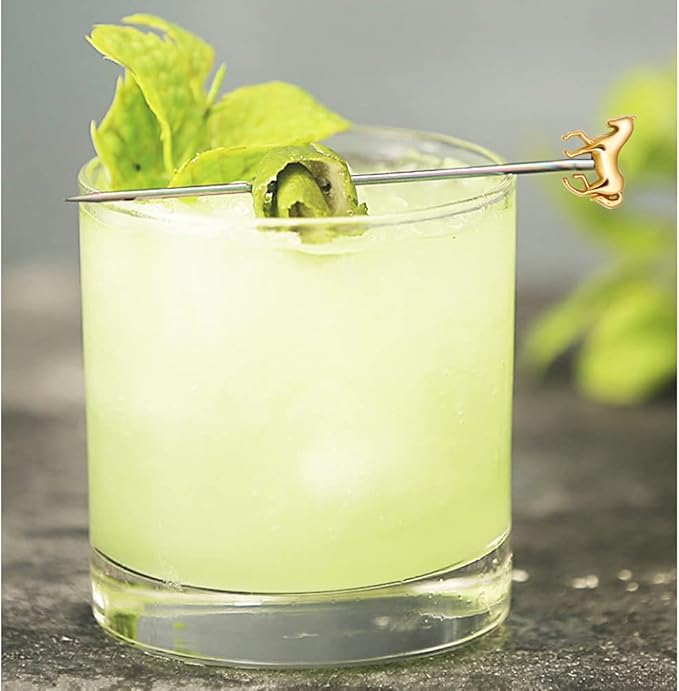 RRRuo Horse Cocktail Reusable Picks Martini Picks Fruit Toothpicks for Appetizers Olives Brandied Cherries Skewers 8 pieces (Gold)