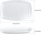 Ceramic Serving Platter Set, 4 Pcs 10 inch Rectangular Serving Tray for Entertaining at Parties and Weddings, White Platter Rectangular Dishes Dinner Plates for Appetizer Meat Bread Dessert and Sushi