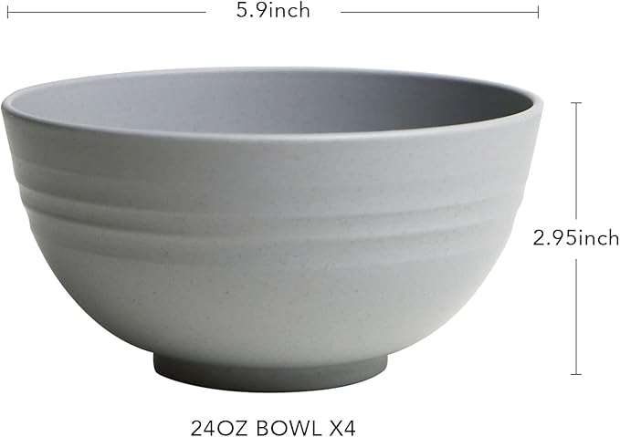 greenandlife 24oz/4PCS Lightweight & Unbreakable Wheat Straw Cereal Bowls - Noodle Fruit Soup Bowl Rice Bowls Dishwasher Microwave Safe, Non-toxin, BPA free and Healthy