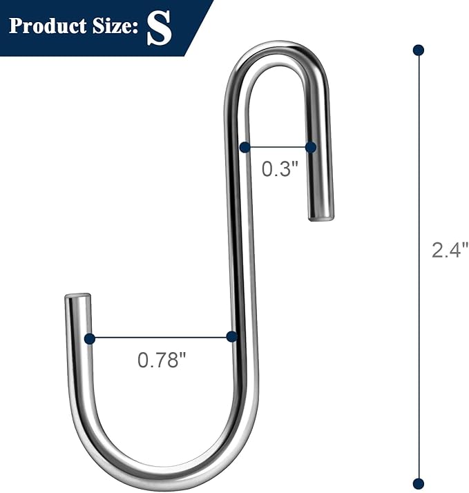 30 Pack Heavy Duty S Hooks Pan Pot Holder Rack Hooks Hanging Hangers S Shaped Hooks for Kitchenware Pots Utensils Clothes Bags Towels Plants