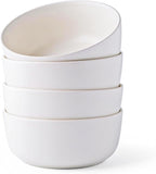 AmorArc Stoneware Cereal Bowls Set of 4, 26oz Soup Bowls Set for Cereal Soup Snacks, Modern Kitchen bowls for Meal, Dishwasher &Microwave Safe,Matte White