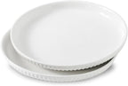 Ceramic Dinner Plates Set of 2,10 Inch,Microwave,Dishwasher and Oven Safe,Porcelain Dessert Plates for Pasta,Appetizer,Salad and Steak,Dishes Set for Kitchen,Scratch Resistant,Striped White