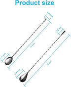 Generic 2 Packs 12 Inches Stainless Steel Bartender Mixing Spoon Cocktail Stirrers, Long Attractive Spiral Bar for Shakers, Carafes, Tall Cups & Pitchers Home Bar, 01, Silver, 2.95x11.34x0.01 inch