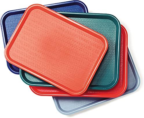 Carlisle FoodService Products Fast Food Cafeteria Tray 14" x 18", Durable Polypropylene with Slip-Resistant Surface, Stackable for Cafes and Schools, BPA-Free, Black