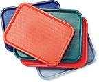 Carlisle FoodService Products Cafe Fast Food Cafeteria Tray with Patterned Surface for Cafeterias, Fast Food, And Dining Room, Plastic, 17.87 X 14 X 0.98 Inches, Red, (Pack of 12)