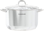 SUNHOUSE 15.5 Quart Stainless Steel Stockpot – Heavy-Duty Induction Pot with Lid and Riveted Handles – Ideal for Soup, Seafood, Stock, Canning, and Catering for Large Groups and Events