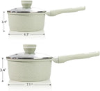1.5QT+2.0QT Non Stick Sauce Pan Set with Glass Lids, Granite Coating PFOA/PFAS Free & Dishwasher Safe, Induction Compatible for All Cooktops, Multipurpose Cooking Pot for Soup, Pasta, Vegetables