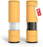 LARS NYSØM Salt and Pepper Grinder Set 2 pieces I Salt Pepper Mill with Adjustable Ceramic Grinder I Design Spice Grinder Set Manual (Mustard Yellow)