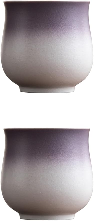 4-Oz Ceramic Espresso Cups Set - Multi-Color, Handle-Free Design for Home & Cafe | Dishwasher-Safe Stoneware Cups (Gradient Purple, 2)