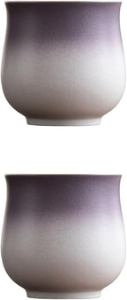 4-Oz Ceramic Espresso Cups Set - Multi-Color, Handle-Free Design for Home & Cafe | Dishwasher-Safe Stoneware Cups (Gradient Purple, 2)