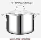 HOMICHEF 14-Piece Nickel Free Stainless Steel Cookware Set Whole-Clad 3-Ply - Mirror Polished Pots And Pans Set - Healthy Cookware Set With Steamer - Non-Toxic Induction Cookware Sets