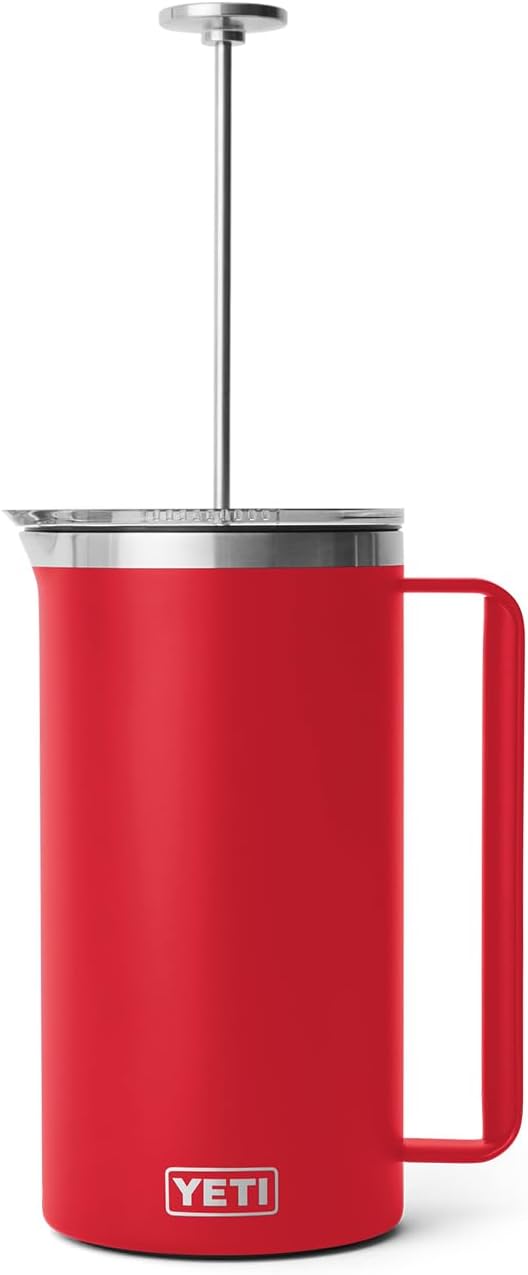YETI Rambler 64 oz. French Press Coffee Maker, with GroundsControl Filter, Rescue Red