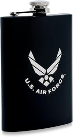US Air Force 8 oz Flask | Stainless Steel Hip Flask for Liquor | Great USAF Gift Idea for Veterans | USAF 8oz Black Flasks