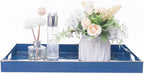 MAONAME Decorative Tray, Plastic Marbling Tray with Handles, Rectangular Coffee Table Trays and Serving Trays for Ottoman, Bathroom, 15.7” x 10.2”, Blue