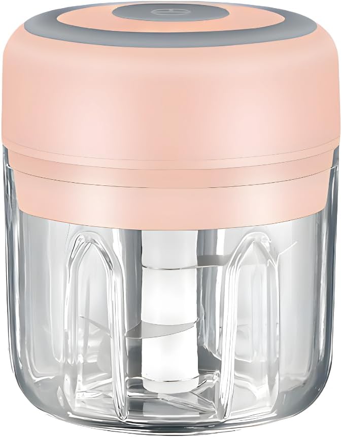 PINK - Mini Electric Food Processor and Garlic Chopper - 250ML, USB Charging, 3 Blades - Perfect for Chopping Vegetable, Pepper, Onion, Garlic, Ginger, Spice, Meat, Baby Food, and More (Pink)